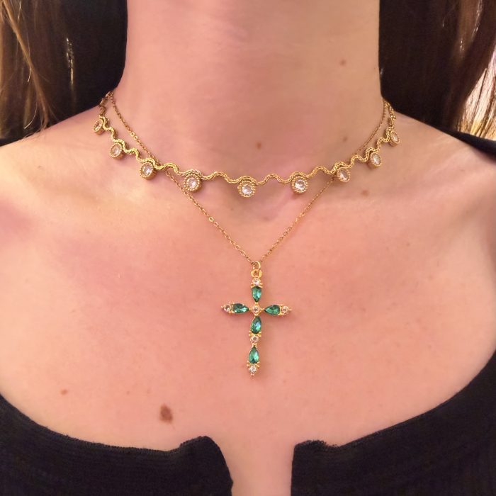 ALLION GREEN CROSS NECKLACE