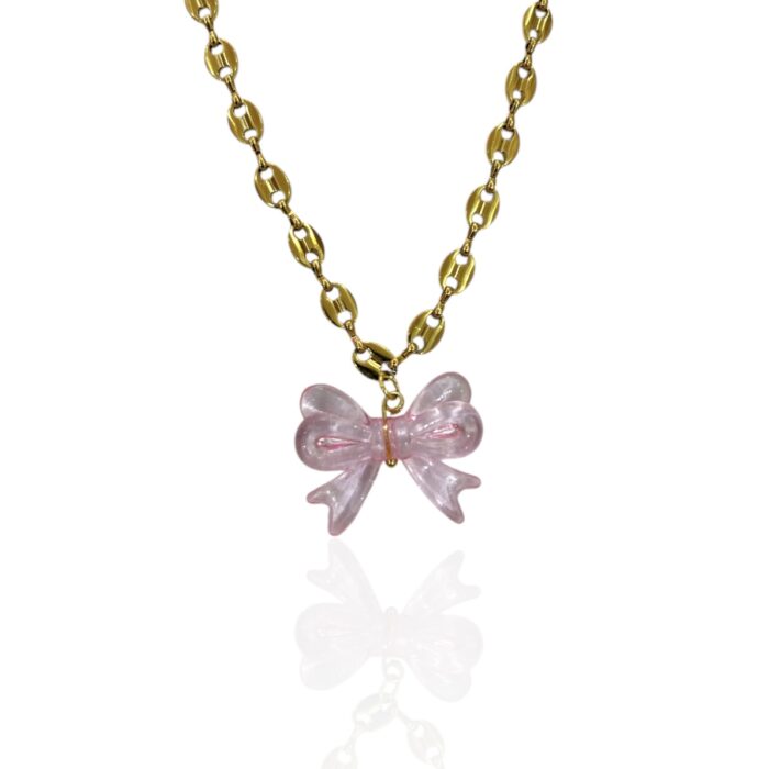 PINK BOW NECKLACE