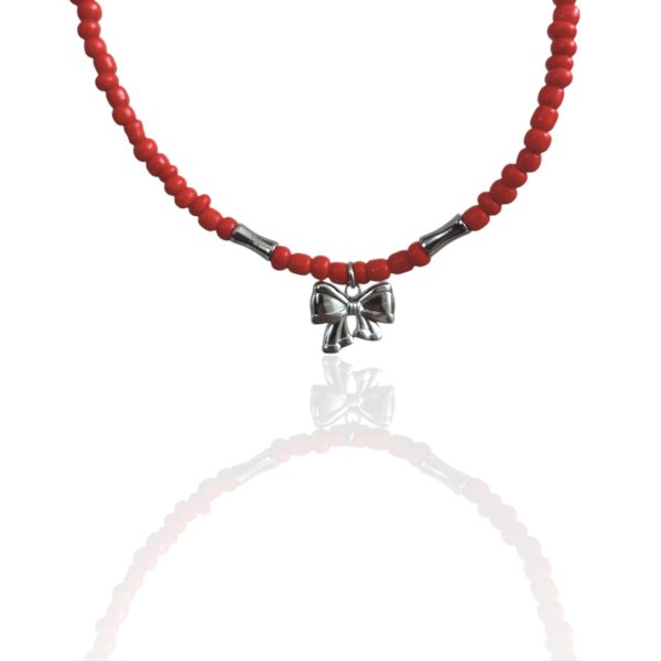 RED BOW NECKLACE