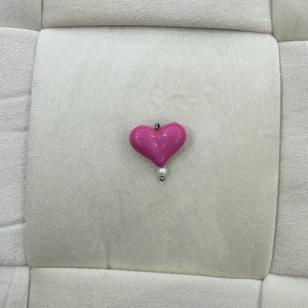 PINK HEART SILVER CHARM
