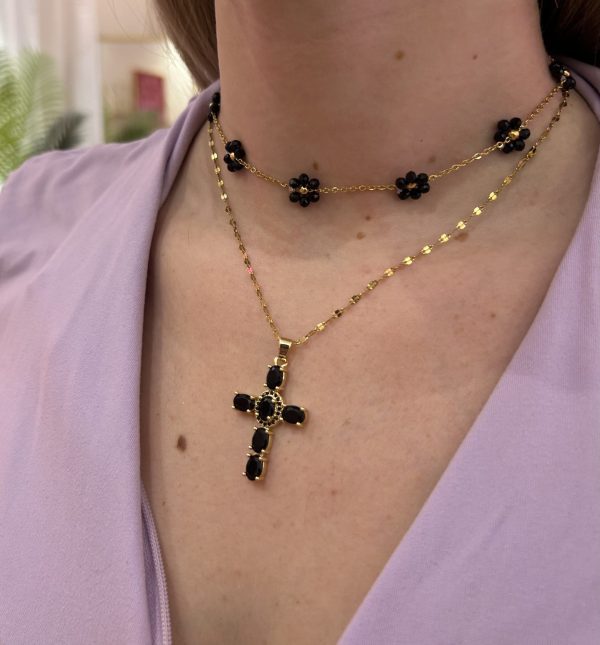BLACK CROSS NECKLACE - Image 3
