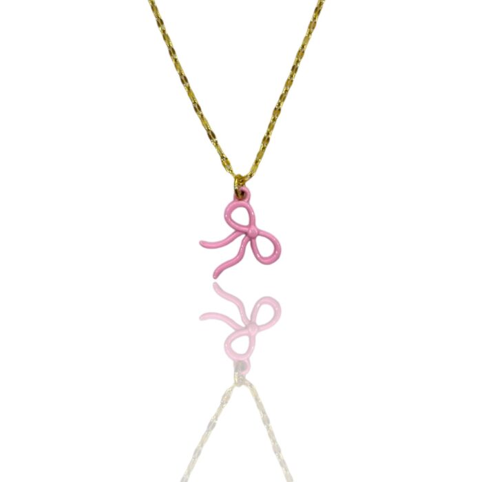 PINK BOW NECKLACE