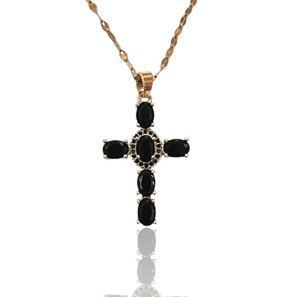 BLACK CROSS NECKLACE