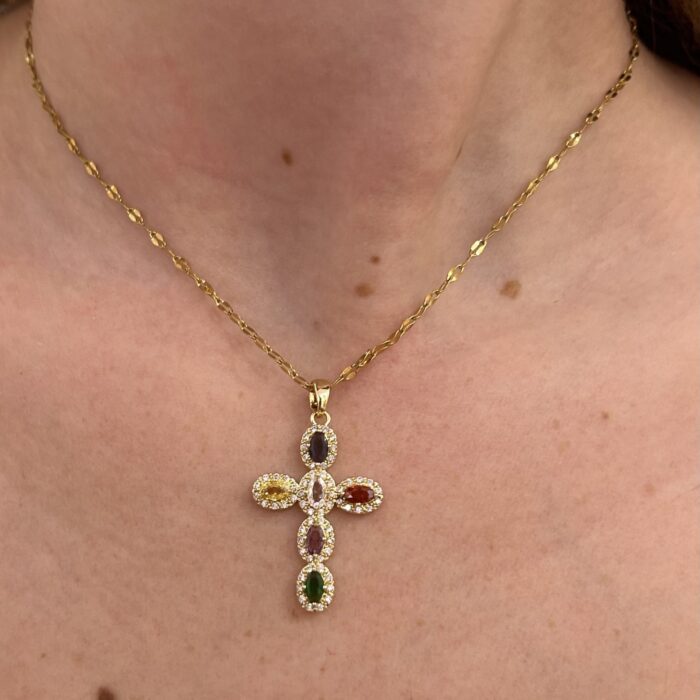 RAINBOW CROSS NECKLACE
