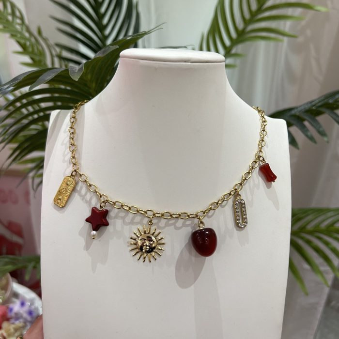 CHERRY GOLD  CHARM NECKLACE