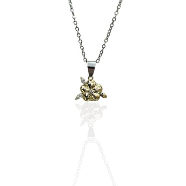 SILVER & GOLD FLOWER NECKLACE - Image 1