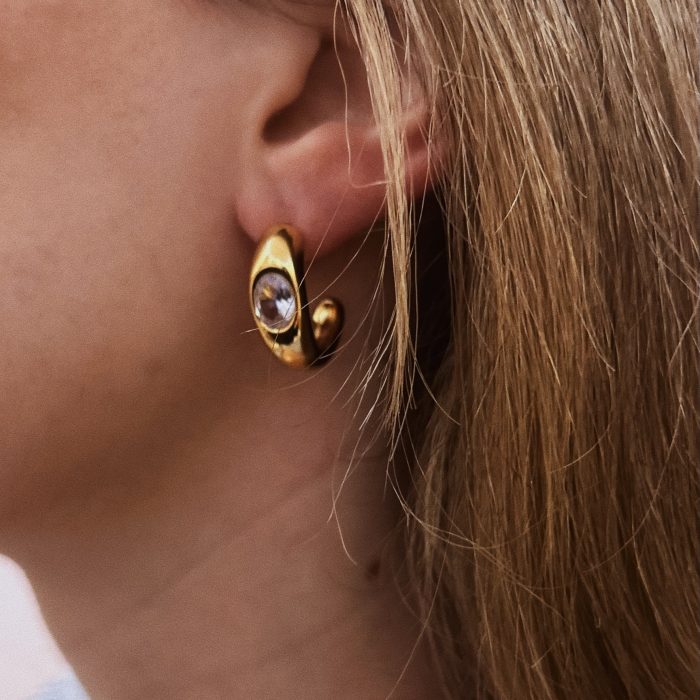 CRYSTAL HOOPS EARRINGS
