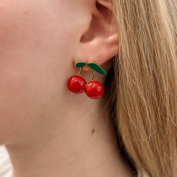 MESSY RED CHERRY EARRINGS - Image 2
