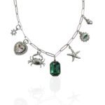 SILVER GREEN CHARM NECKLACE