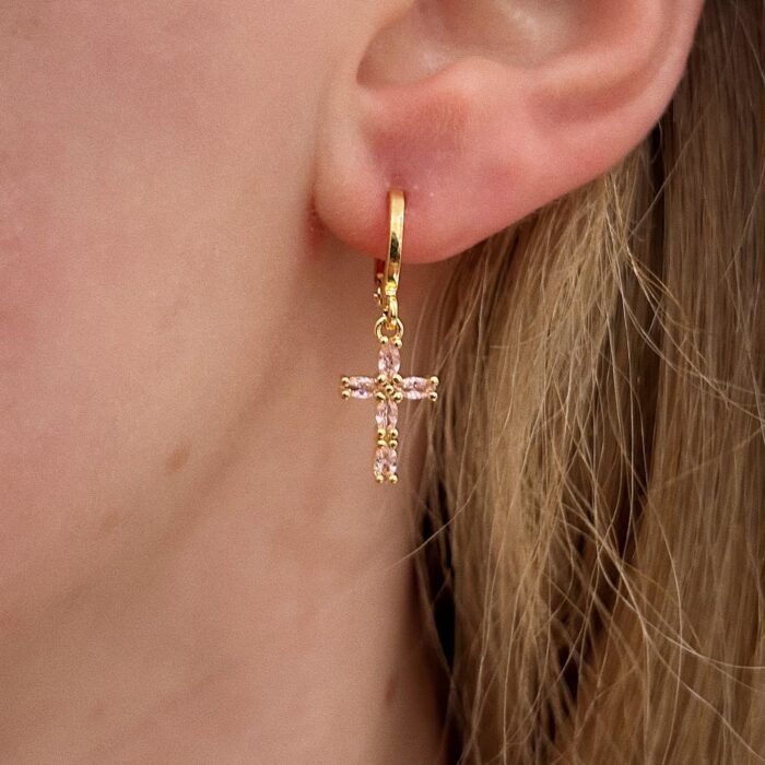 PINKY CROSS EARRINGS