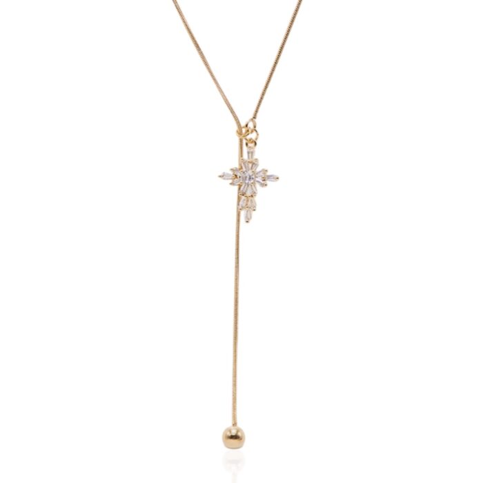 TIE MINI CROSS NECKLACE