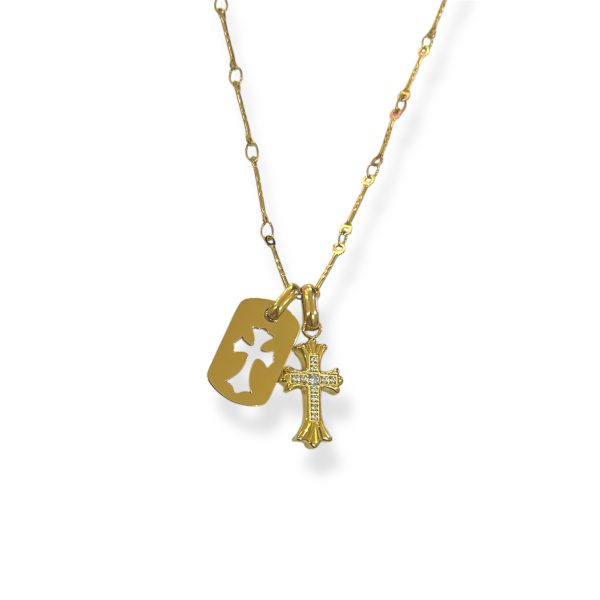 VINDAJE GOLD DUO CROSS NECKLACE