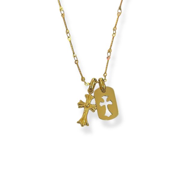 VINDAJE GOLD DUO CROSS NECKLACE - Image 4