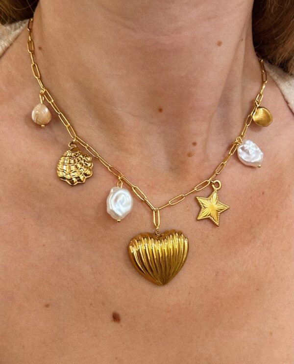 SEA HEART CHARM NECKLACE - Image 2