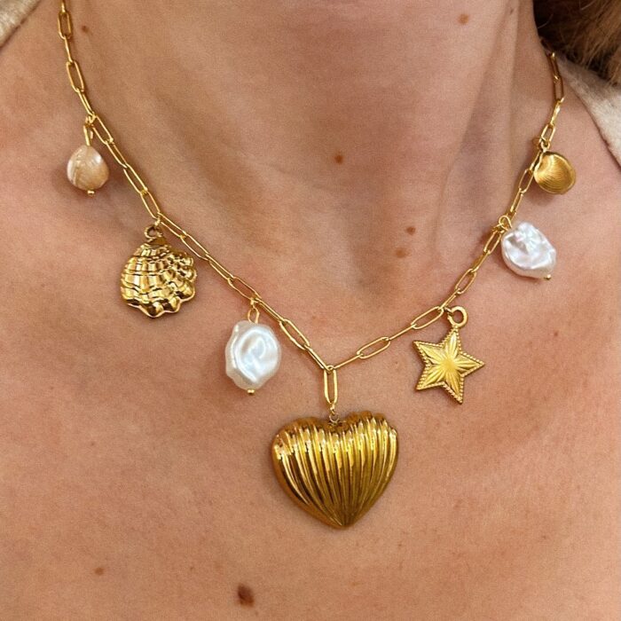 SEA HEART CHARM NECKLACE