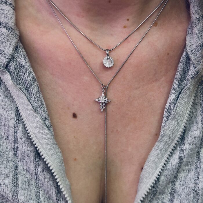 TIE MINI CROSS NECKLACE