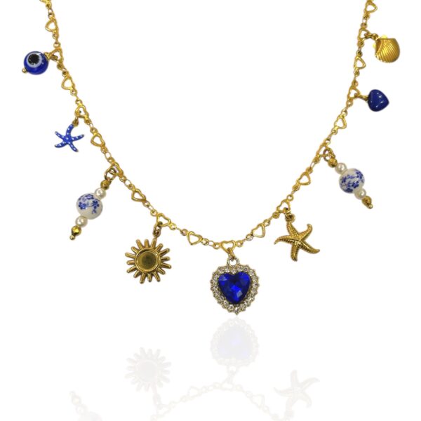 BLUE KISS CHARM NECKLACE