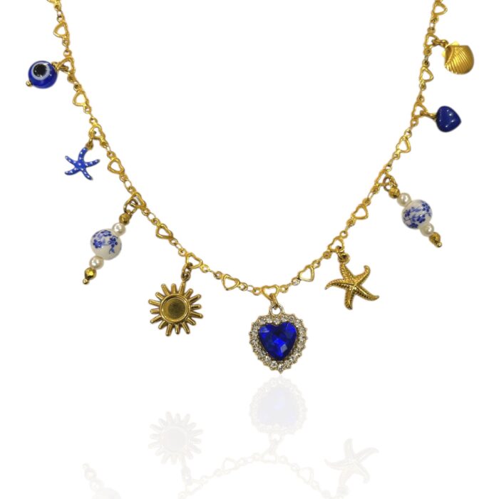 BLUE KISS CHARM NECKLACE