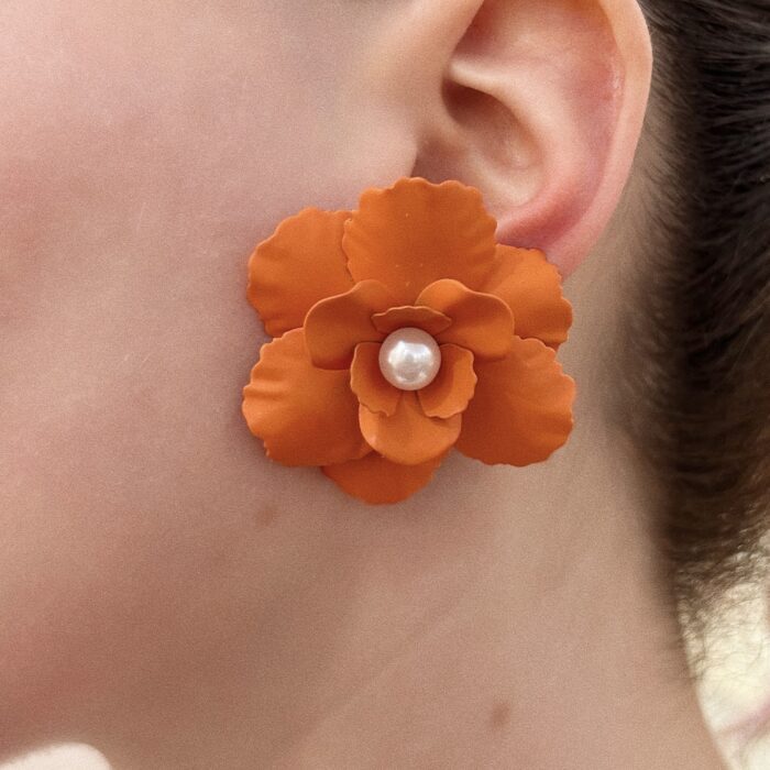 BALI ORANGE FLOWER EARRINGS