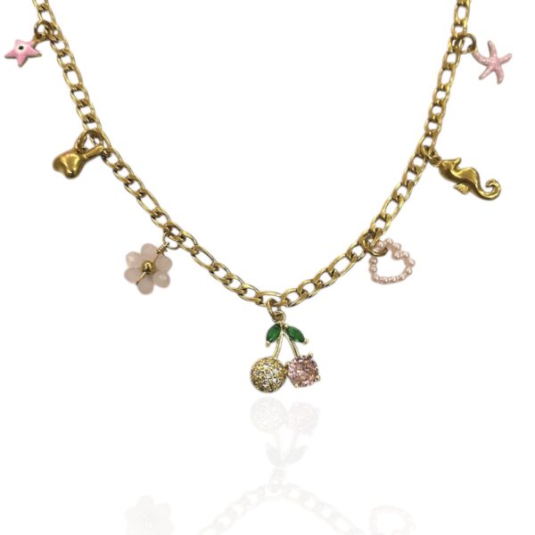 PINK CHERRY CHARM NECKLACE