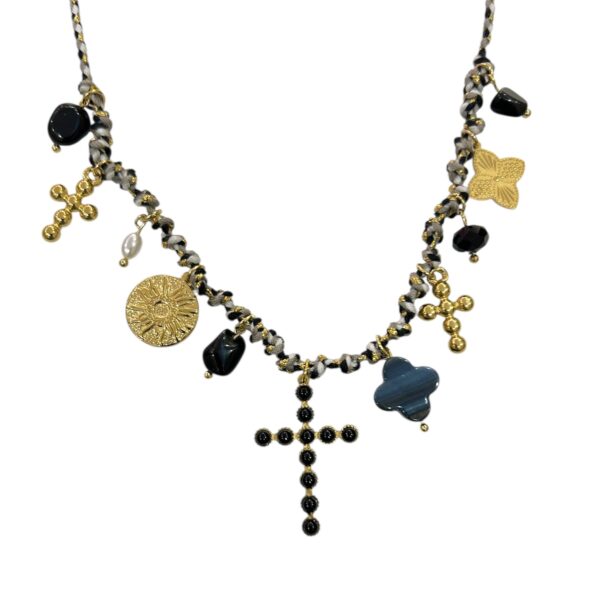 BLACKY CROSS CHARM NECKLACE
