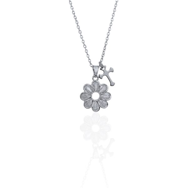 DIZY FLOWER CROSS NECKLACE