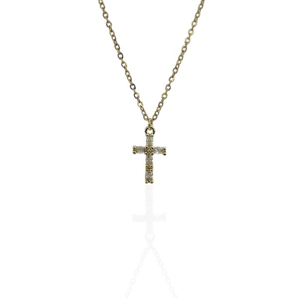 MINI MAGENT CROSS NECKLACE