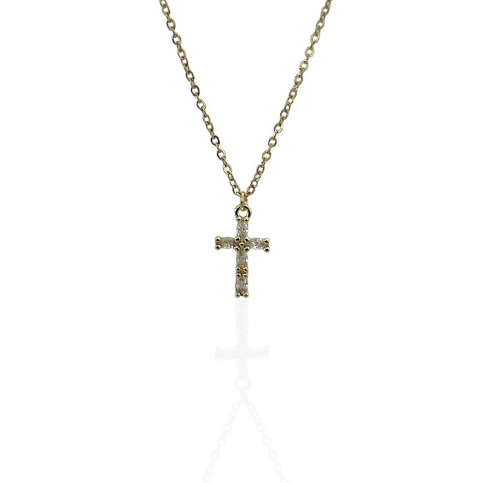 MINI MAGENT CROSS NECKLACE