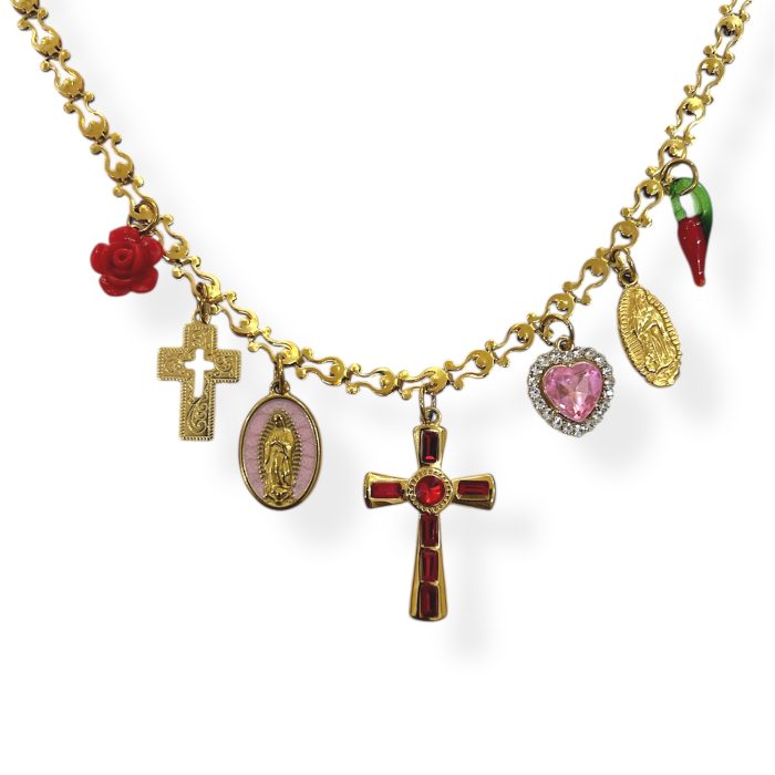 PINKY MIX CHARM NECKLACE