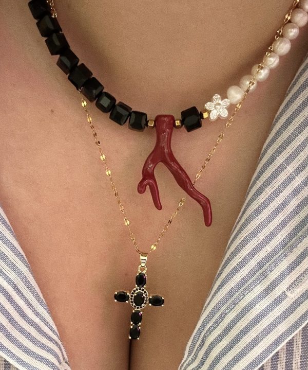 BLACK CROSS NECKLACE - Image 2