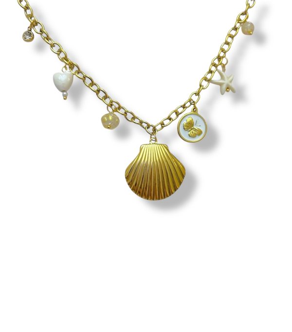 WHITE STONE CHARM NECKLACE