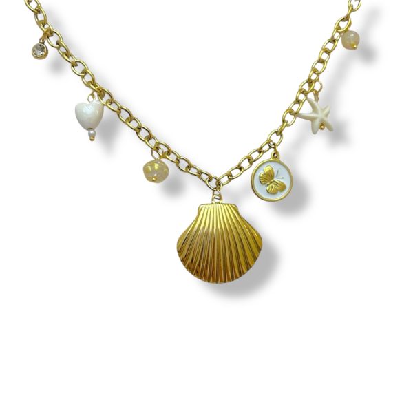 WHITE STONE CHARM NECKLACE