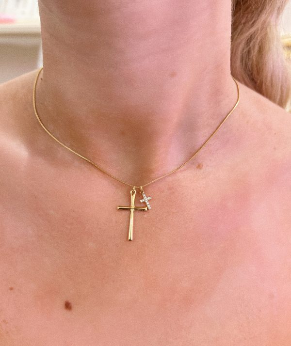 GOLDEN DUO CROSS NECKLACE - Image 2