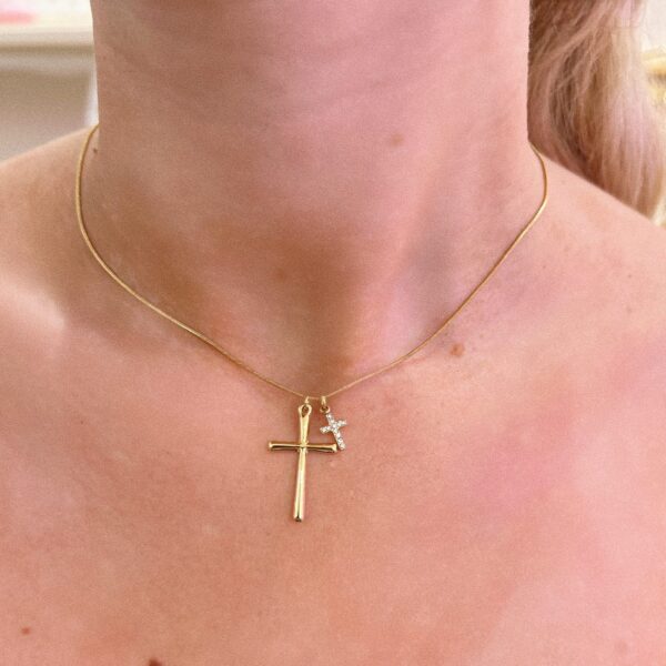 GOLDEN DUO CROSS NECKLACE - Image 2