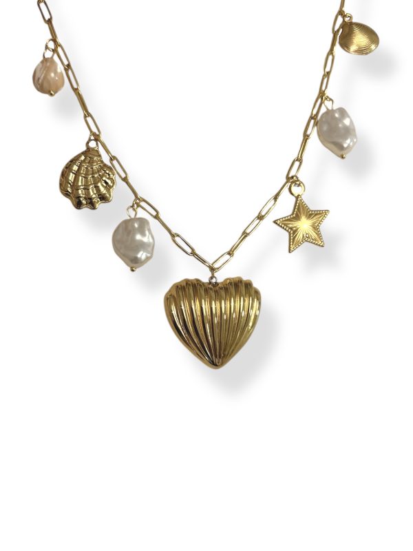 SEA HEART CHARM NECKLACE