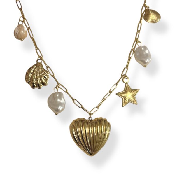 SEA HEART CHARM NECKLACE - Image 1
