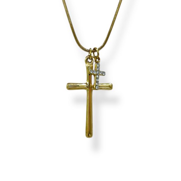 GOLDEN DUO CROSS NECKLACE