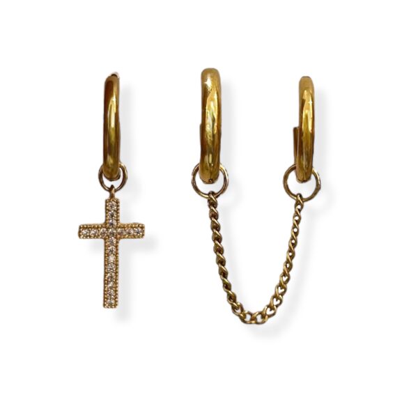 GOLD CROSS SET EARRINGS - Image 1
