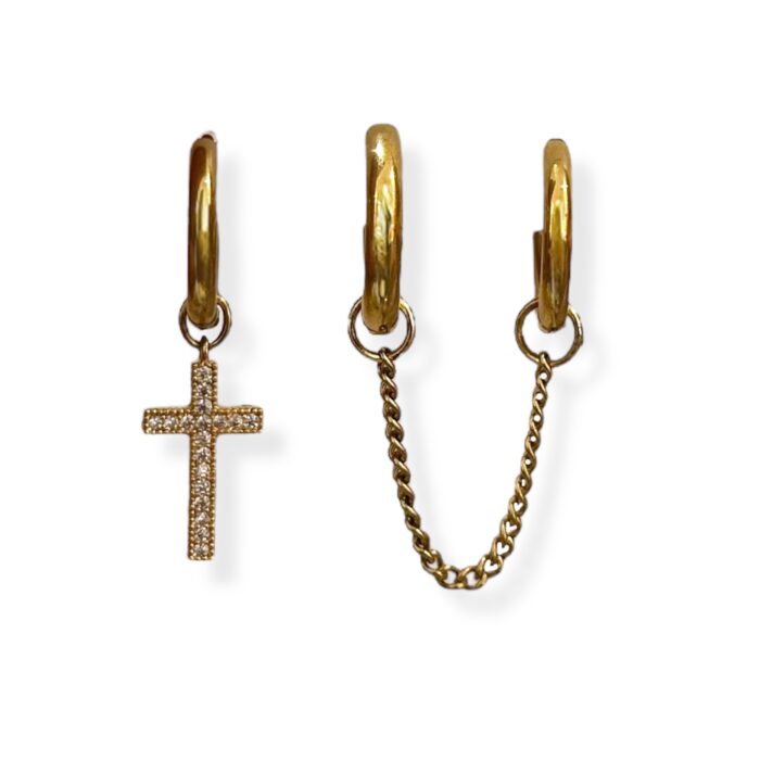 GOLD CROSS SET EARRINGS