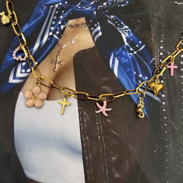 PINK CROSS CHARM 1CM