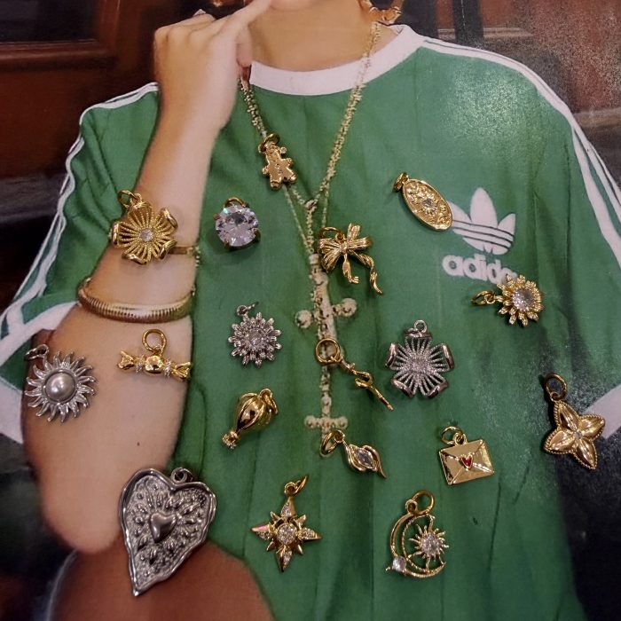 BUBBLE FLOWER SILVER CHARM 3CM