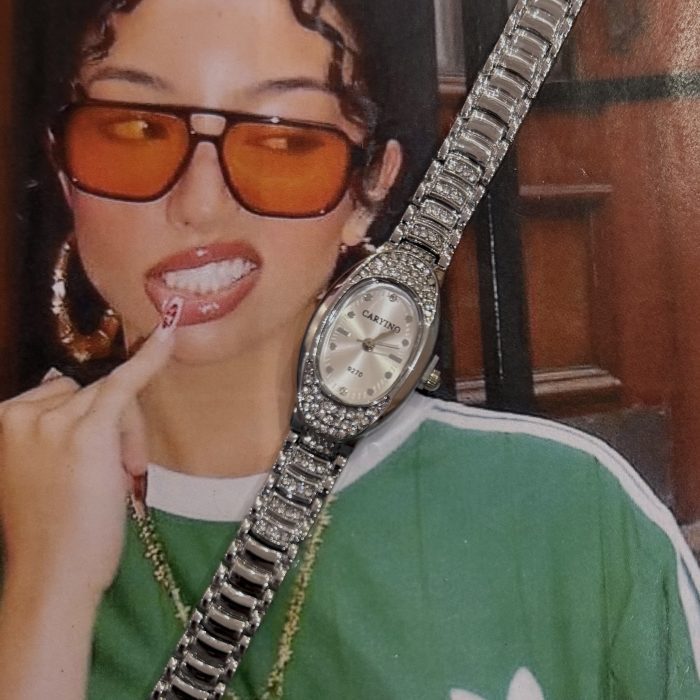 SILVER&WHITE EMERALD WATCH