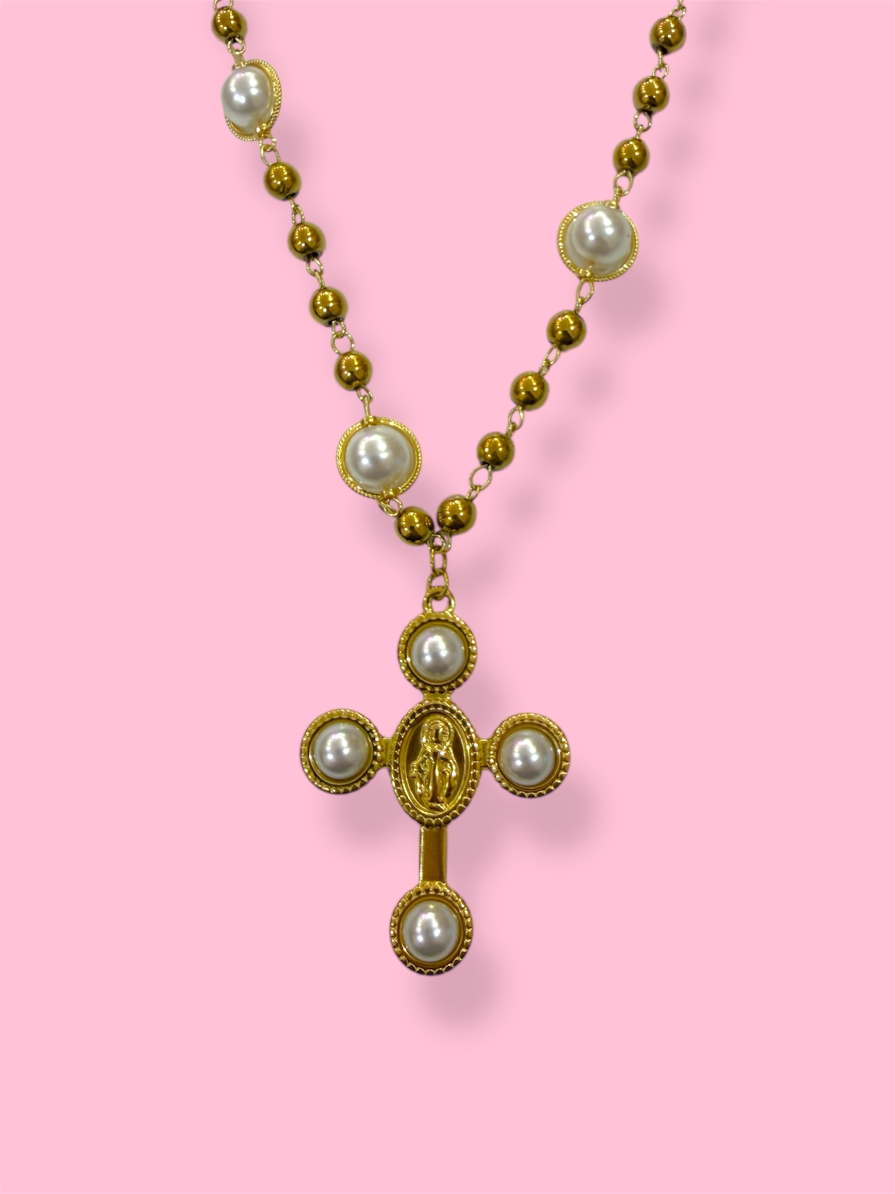 Photoroom_20251216_232315 EROS PEARL CROSS NECKLACE - Image 1