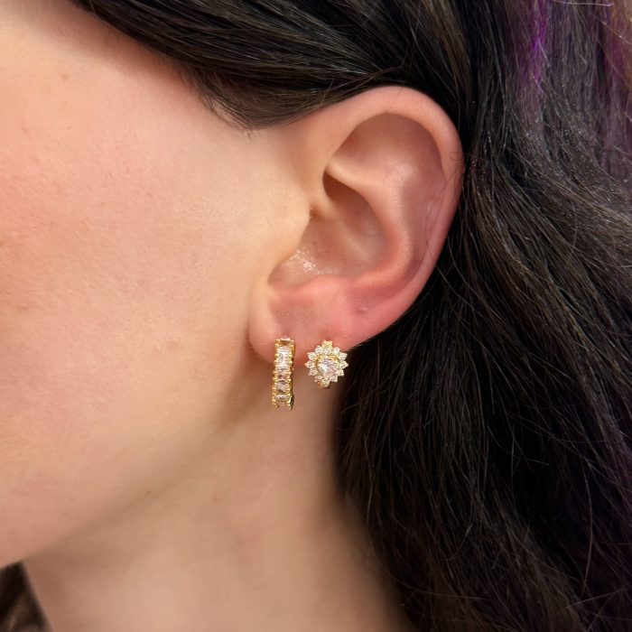 BELL HEART MINI HOOPS EARRINGS