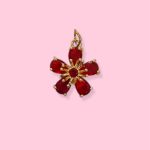 FLOWER CRYSTAL RED CHARM 2CM