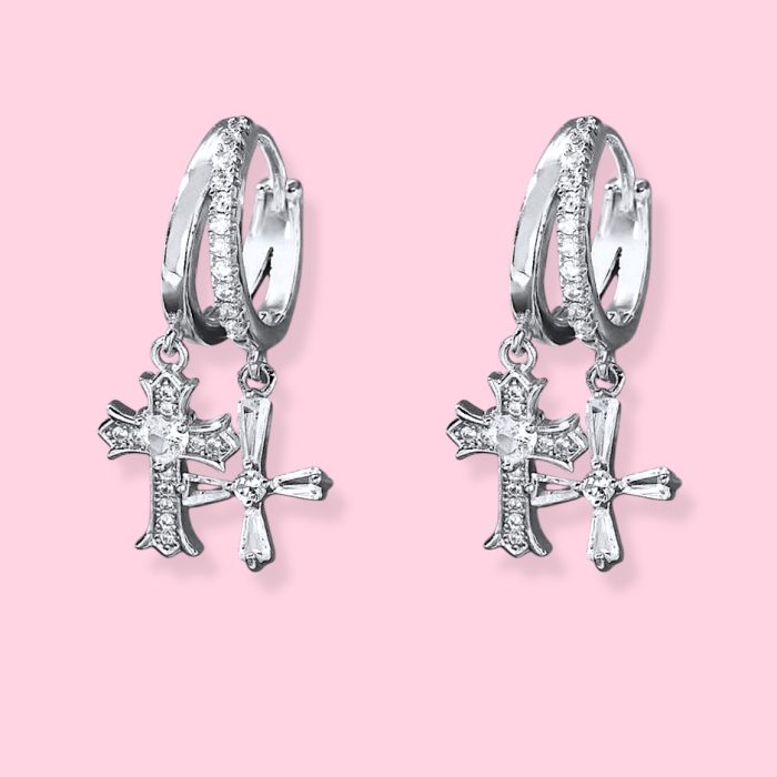 GIRLY HOOPS CROSSES EARRINGS